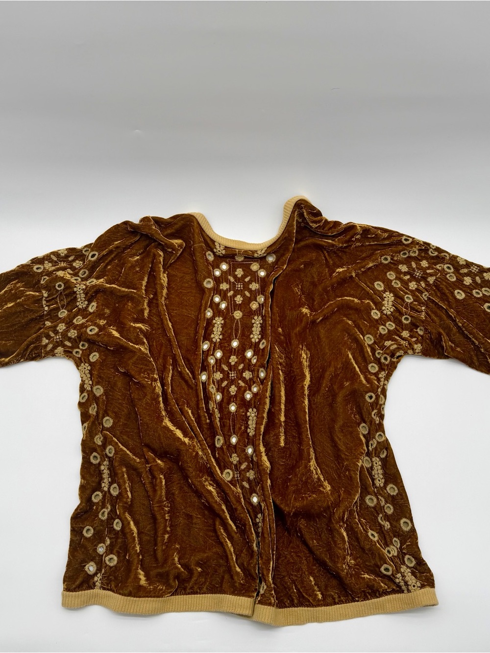Johnny Was Golden Brown Velvet Embroidered Jacket